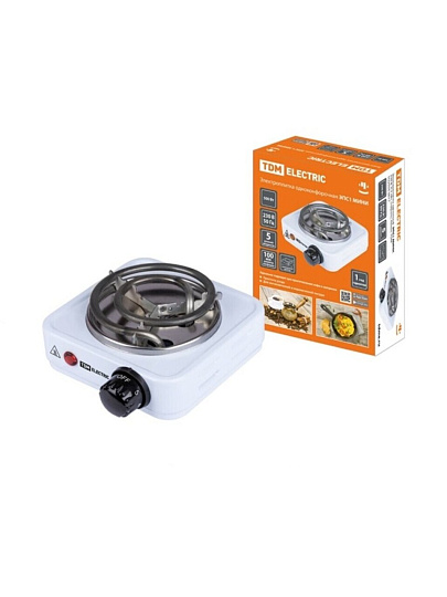 Плита электрическая TDM Electric, ЭПС1 МИНИ, 500 Вт, 1 конфорка, спираль, эмаль, механическая, переключатель поворотный, 230 В, белая