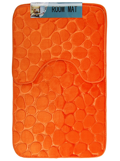 Набор ковриков для ванной и туалета, 2 шт, 0.5х0.8, 0.4х0.5 м, полиэстер, оранжевый, Камешки, Y4-11227
