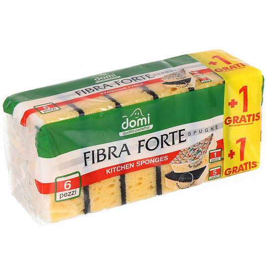 Губка для посуды 6 шт, Domi, Эргопак, 0818