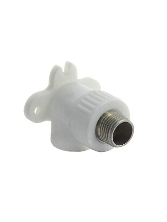 Уголок с креплением полипропилен, d20х1/2'', наружная резьба, белый, Valfex
