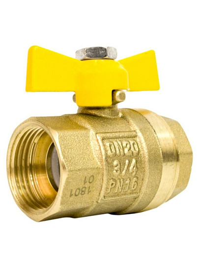 Кран для газа г-г, 3/4", ручка-бабочка, STI