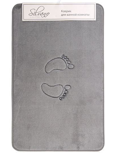 Коврик для ванной, 0.5х0.8 м, полиэстер, серо-синий, Silvano, Ножки, Y4-11475