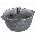 Кастрюля алюминий, антипригарное покрытие, 3 л, крышка стекло, Мечта, Premium grey, 43901, серая
