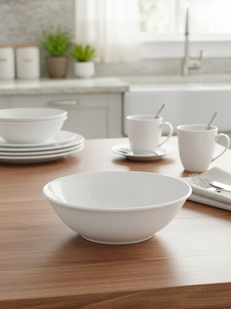 Салатник фарфор, круглый, 15 см, 0.42 л, Лейна, Jewel, белый