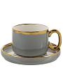 Чайная пара фарфор, 2 предмета, на 1 персону, 200 мл, Nouvelle Home, Royal line, 1731032, gray metal