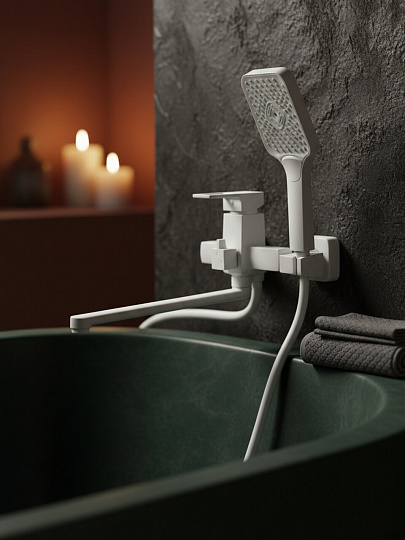 Смеситель для ванны, Potato, с картриджем, белый, P22472-7