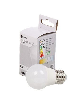 Лампа светодиодная E27, 9 Вт, 70 Вт, 220 В, шар, 4000 К, нейтральный белый свет, Lofter