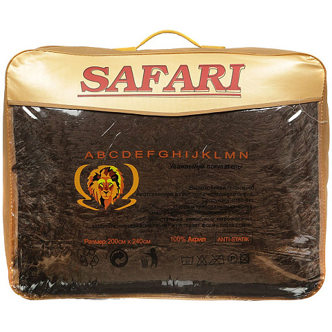 т Плед Сафари/Safari 2сп (200*240см) в сумке длин.ворс Шкура яка коричн./57692