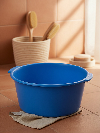 Таз пластик, 20 л, круглый, с ручкой, в ассортименте, Илан-пласт