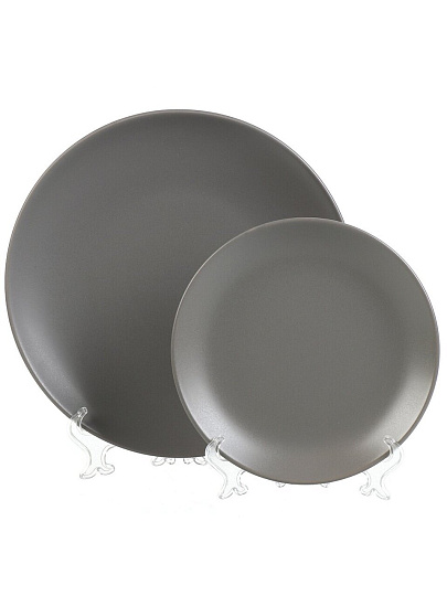 Сервиз столовый керамика, 16 предметов, на 4 персоны, B010801, темно-серый