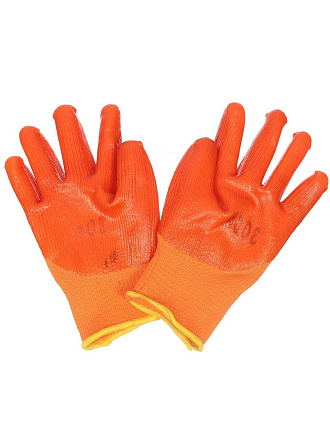 Перчатки х/б, латексный облив двойной, без рисунка, оранжевая основа, усиленные, Цитрон