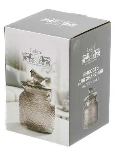 Банка для сыпучих продуктов, стекло, 0.65 л, с крышкой, Lefard, Garden Grey, 172-188