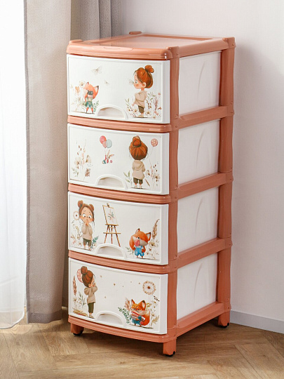 Комод детский 4 ящика, 38х48х98 см, Альтернатива, для девочек, М1240