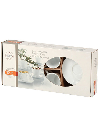 Набор чайный стеклокерамика, 12 предметов, на 6 персон, Bonjart, Глория, подарочная упаковка