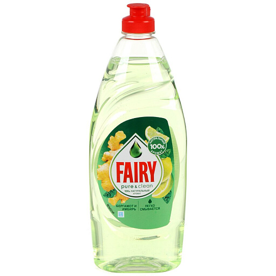 Средство для мытья посуды Fairy, Pure &amp; Clean Бергамот и Имбирь, 650 мл