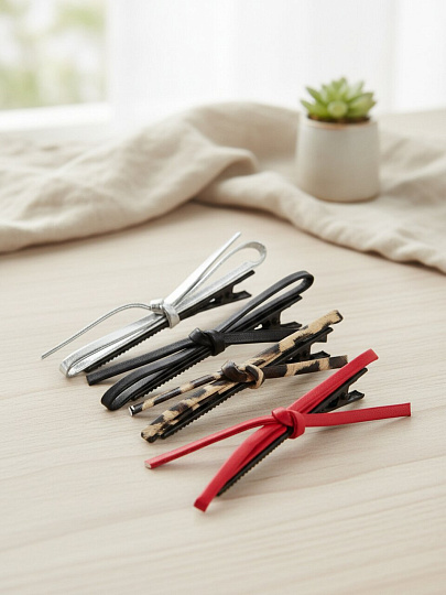 Набор зажимов для волос 4 шт, металл, полимер, в ассортименте, Y4-11627