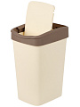 Контейнер для мусора пластик, 20 л, прямоугольный, с крышкой, слоновая кость, шоколад, Violet, Tandem, 842026 - фото 3