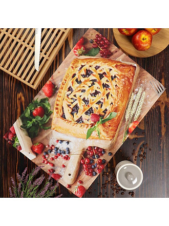 Полотенце кухонное 40х60 см, 200 г/м2, 100% хлопок, Silvano, Ягодный пирог, Узбекистан, 100033