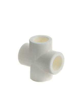 Крестовина 1-плоскостная, полипропилен, d25 мм, белая, Valfex