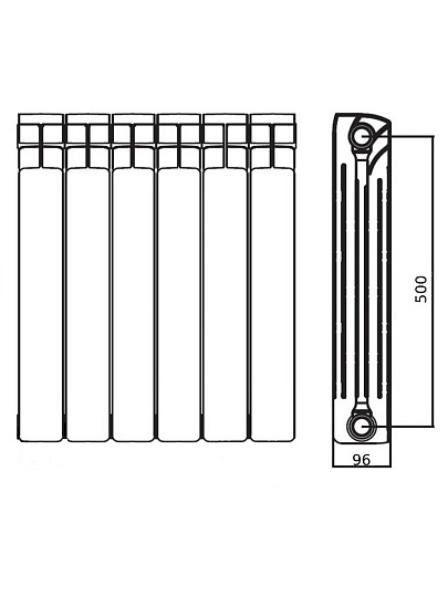Радиатор алюминий, 500х100 мм, Tropic, 12 секций, 7601.058
