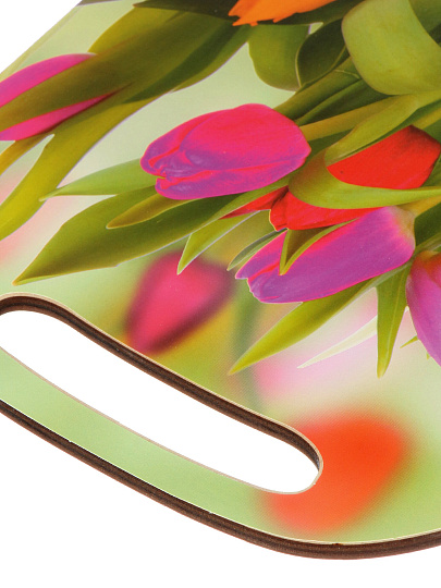 Набор кухонных принадлежностей 4 предмета, навеска, Тюльпаны, КМ-6, доска разд, доска мал, подставка под горячее, салфетница