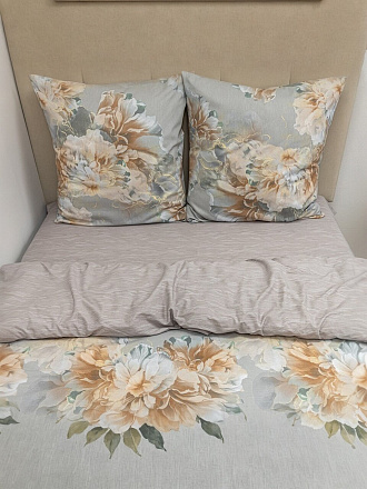 Постельное белье евро, простыня 215х240 см, 2 наволочки 50х70 см, пододеяльник 205х215 см, Silvano, сатин, Рейси