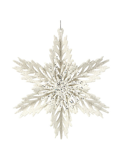 Елочное украшение Снежинка, белый с серебром, 15 см, пластик, Y4-9380