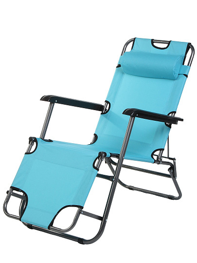 Шезлонг пляжный склад, мет-л, 153х60х80 см, 100 кг, син, оксфорд 600D