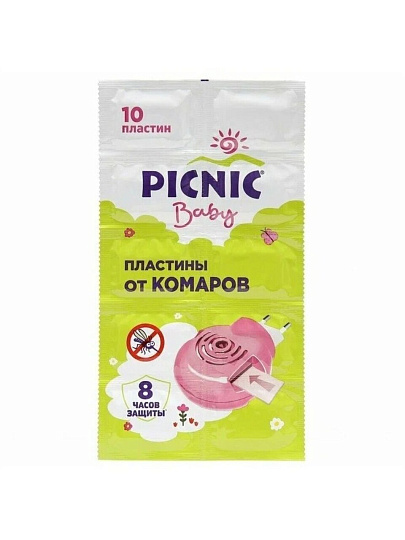 Репеллент от комаров, пластина, для детей, Picnic, Baby, 10 шт, 46 00104 02305 7