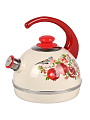 Чайник сталь, эмалированное покрытие, 3.5 л, со свистком, ручка консольная, Рубин, Цветущий гранат, слоновая кость, T04/35/04/37/H13 - фото 4