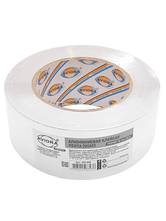 Клейкая лента алюминиевая 50 мм, основа фольга, 50 м, Aviora, DSAF 60 мкм, 302-208