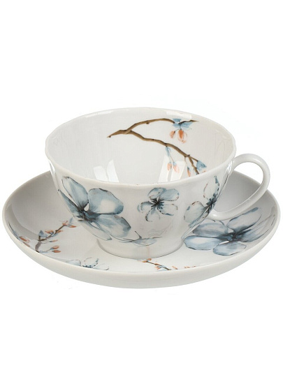 Чайная пара фарфор, 2 предмета, на 1 персону, 275 мл, Daniks, Белый лебедь Мгновения весны, 123322