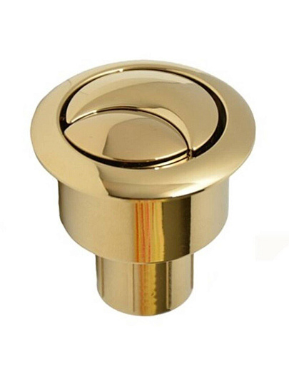 Клапан для бачка унитаза пластик, двухрежимный, кнопочный, гальваника золото, сливной, Инкоэр, СБ2-ЗЗ Р