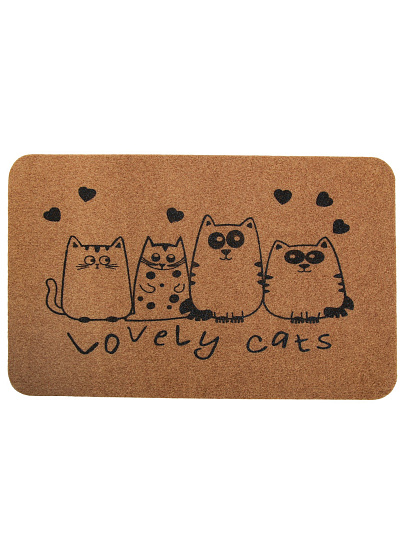 Коврик влаговпитывающий, 50х80 см, прямоуг, резина, полиэстер, беж, Четыре кота, ComeForte, TCLR/W-1