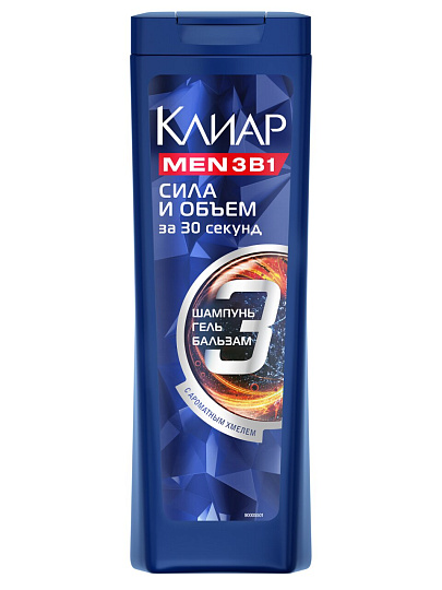 Шампунь Клиар, 3в1 Объем и сила, для всех типов волос, для мужчин, 400 мл
