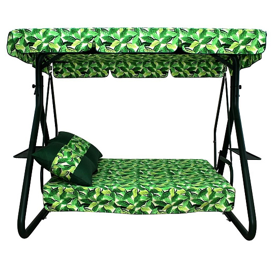 Качели садовые 3-местные, 202х133х174 см, 350 кг, Arno, Элегант, раскладываются в кровать, зеленые, 2016-КД-45/С, металл