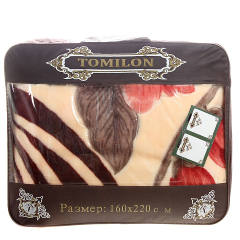 Плед Tomilon полутораспальный (160х210 см) полиэстер, в сумке, Розы 65211