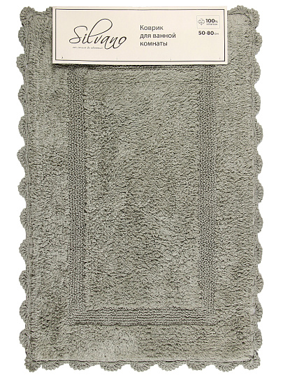 Коврик для ванной, 0.5х80 см, хлопок, ажурный край, темно-серый, Silvano, Лиона