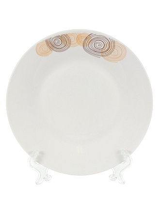 Тарелка десертная, керамика, 19 см, круглая, Бежевые круги, Daniks