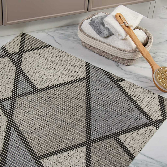 Коврик для ванной антискользящий, 0.8х15 м, вспененный ПВХ, серый, Homemat Aquatic, 103G, HMA.02.103G/80, геометрия