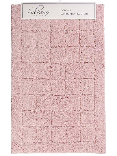 Коврик для ванной, 0.5х0.8 м, полиэстер, розовый, Silvano, Клетка, Y4-11460