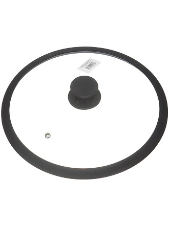 Крышка для посуды стекло, 28 см, Daniks, черная, с силиконовым ободом, HA222B