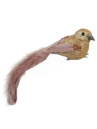 Елочное украшение Птичка, шампань, 18 см, SYCD-2306