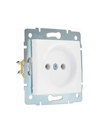 Розетка 1 гнездо, без заземления, 16 А, 250 В, пластик, IP20, белая, ПБТ, Lezard, Karina, 707-0288-121B