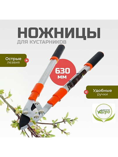 Ножницы садовые для кустарников, 630 мм, Инструм-Агро, НКТО S332A-В, телескопическая штанга, рукоятка алюминий, 010144