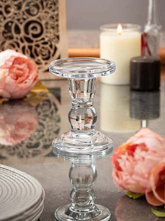 Подсвечник декоративный стекло, 1 свеча, 8.5х11.5 см, Y4-4894