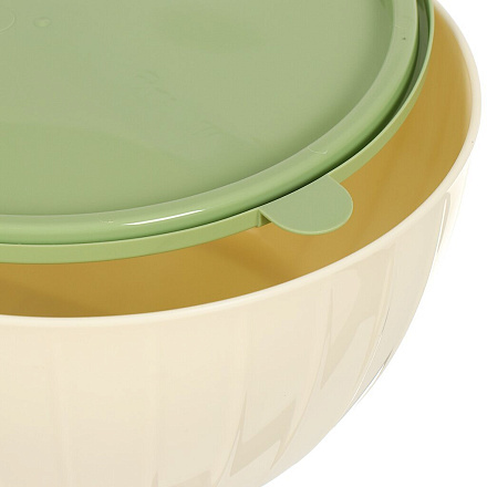 Салатник пластик, круглый, 1.7 л, с крышкой, Green Republic, Sugar&amp;Spice, SE1866GR, слоновая кость, зеленый