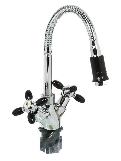 Смеситель для кухни, Aqwin, гибкий излив, с кран-буксой, хром, A58-071F