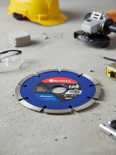 Диск отрезной алмазный по бетону, Bartex, сегментный край, 125х22.23х1.9 мм, сухой рез, R013