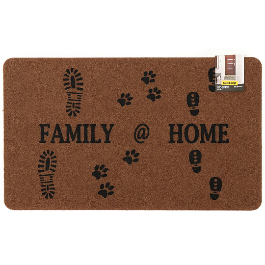 Коврик грязезащитный, 45х75 см, прямоугольный, резина, Familia Следы, Sunstep, 37-914